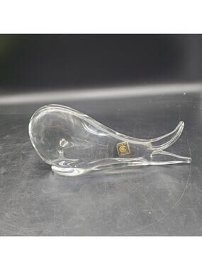 VTG Carson Pirie Scott Swedish Art Glass Whale Figurine Clear Crystal Sculpture